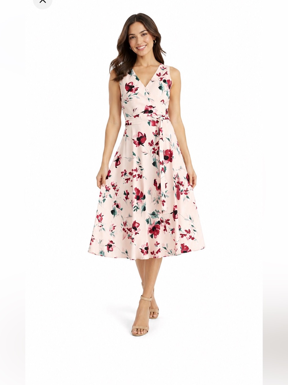 NWT Ralph Lauren Pink Floral Midi Dress ..Size 4